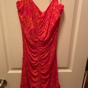 Hot pink & orange dress, size large